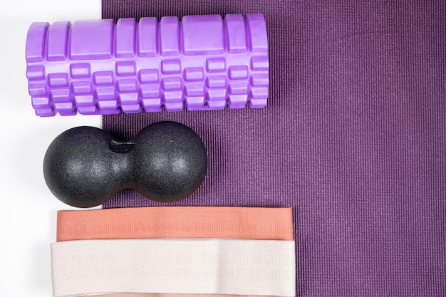Спортивный инвентарь, массажный роликовый мяч для спины и тканевые фитнес-резинки