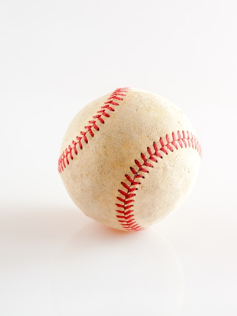 Sports equipment old baseball on white background