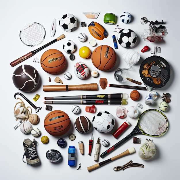 Photo sports equipment white background generated by artificial intelligence