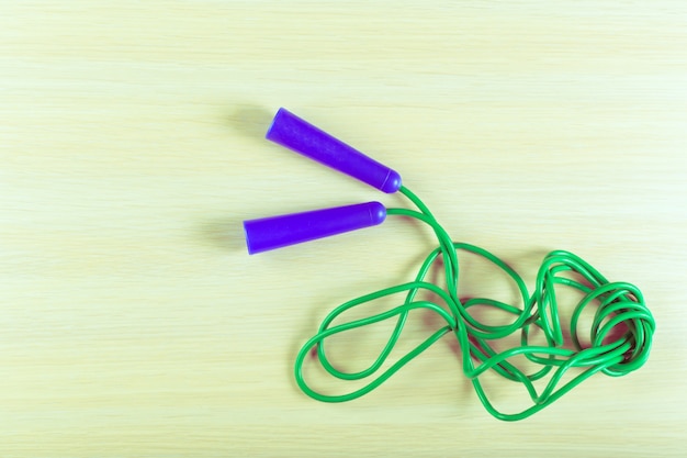 Sports equipment on wooden surface floor