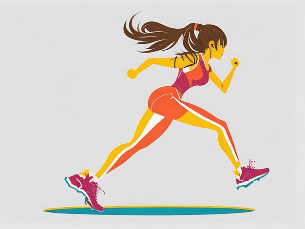 Sports Girl Action Mood Vector Concept on White Background