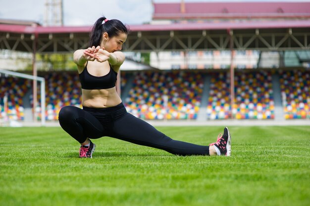 sports girl at the stadium