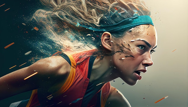 Sports Illustration Sportsman Running Generative AI