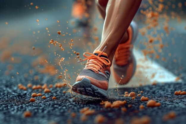 Foto stile di vita sportivo corsa allenamento cardio uomo e donna che corrono per strada in scarpe da ginnastica atleta che fa esercizi al mattino