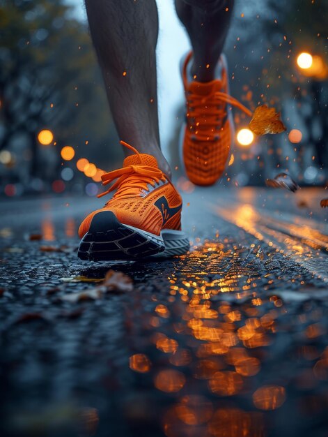 Photo sports lifestyle running cardio training man and woman running down the street in sneakers athlete doing exercises in the morning