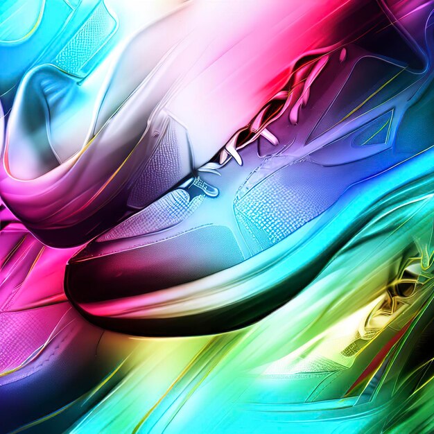 Sports shoe competition in abstract multi color background