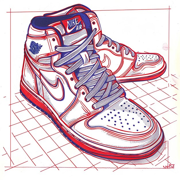 Photo sports shoe pair plan outline93