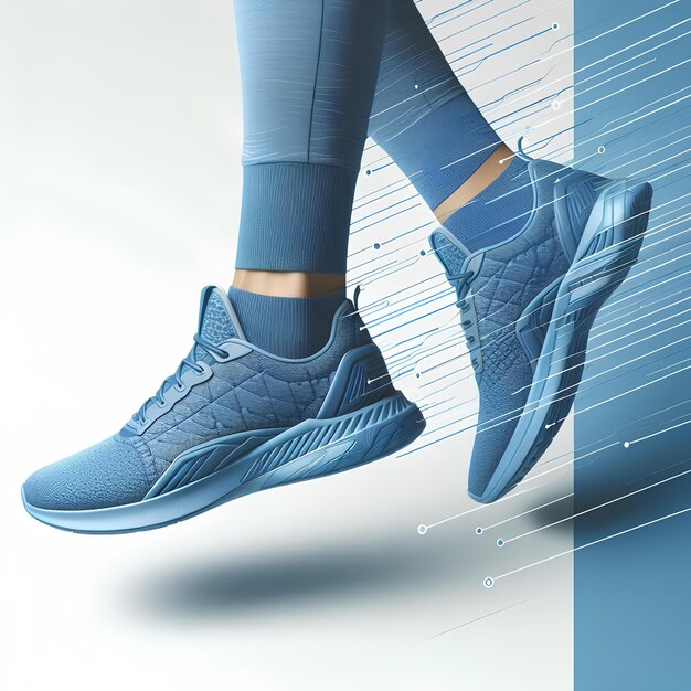 Sports shoes in a vibrant blue color