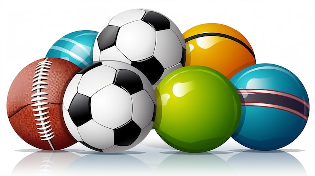 Sports shop logo Group of balls the team games isolate