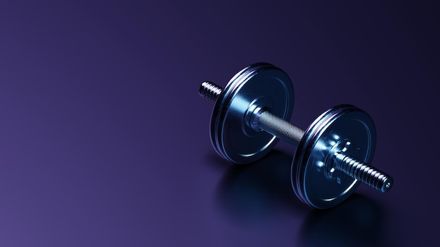 Photo sports silver dumbbell gym fitness healthy lifestyle 3d render