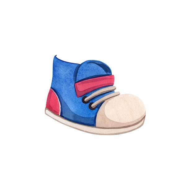 Photo sports sneakers in red and blue watercolor illustration on an isolated background healthy lifestyle handpainted