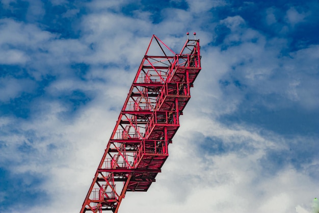 Sports stadium lighting system on a clear blue sky day