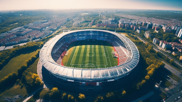 sports stadium view from above beautiful summer day