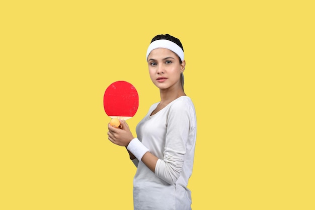 sports women holding table tennis indian pakistani model