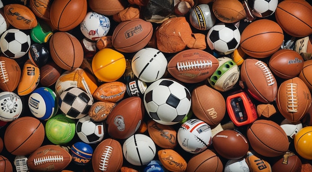 Photo sportsballs background soccer balls on aabstract ball background closeup of sports balls