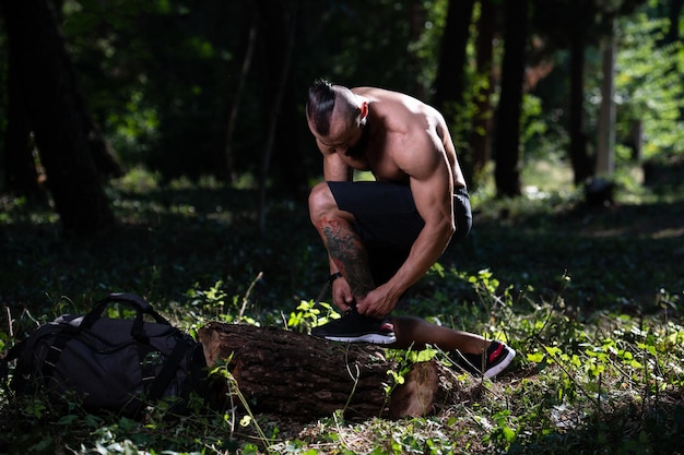 Sportsman Hands Tying Shoelaces