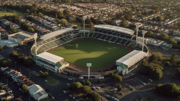 Sportstadion van boven naar beneden Luchtfoto in Forrest park