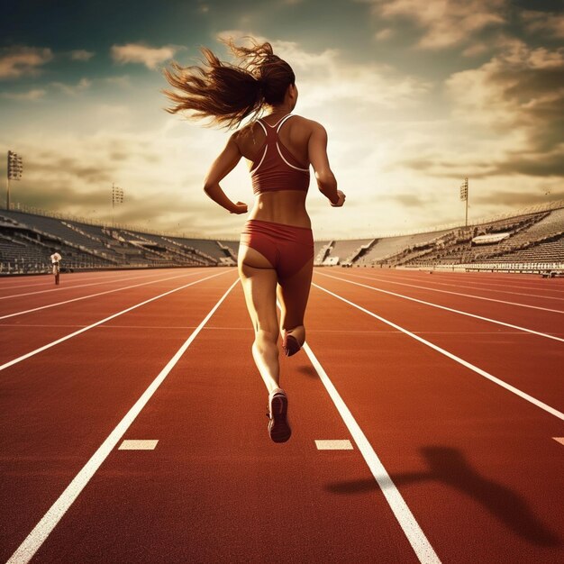 sportswoman running on a track