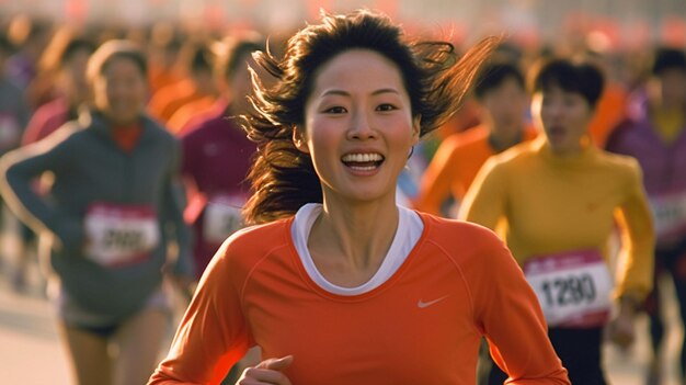 sportswoman running on a track