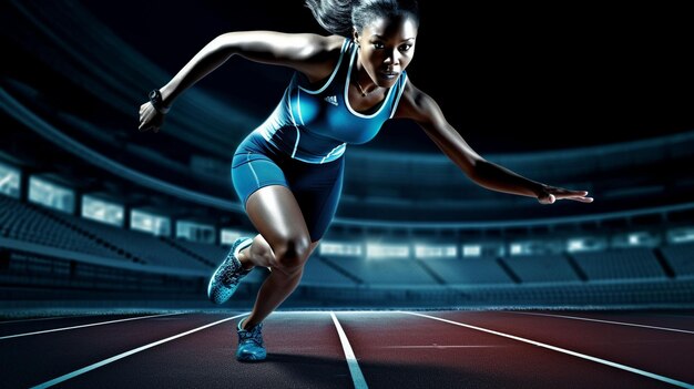 sportswoman running on a track