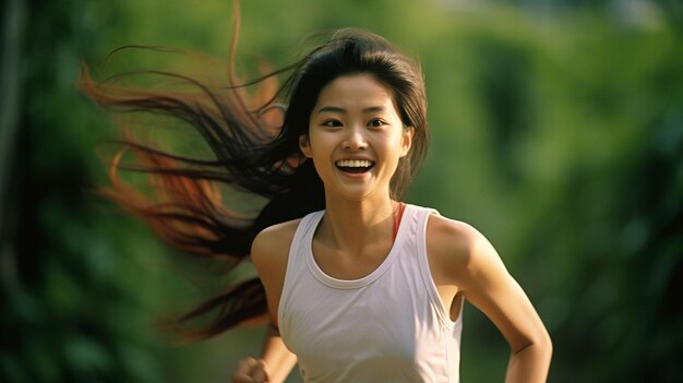 sportswoman running on a track