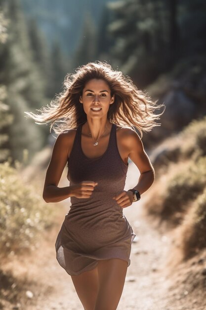 Foto sportvrouw die op een baan loopt