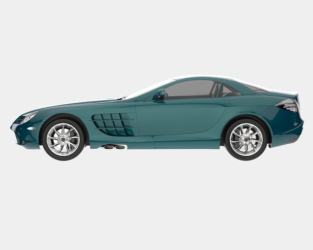 Sportwagen geïsoleerd op de achtergrond 3D-rendering illustratie