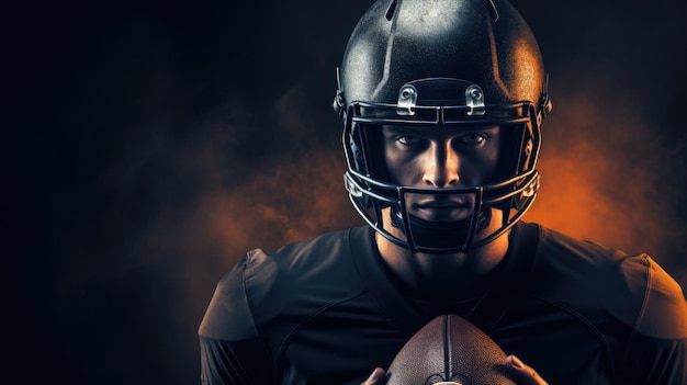 Sportweddenschappen concept American football sportman speler op zwarte achtergrond