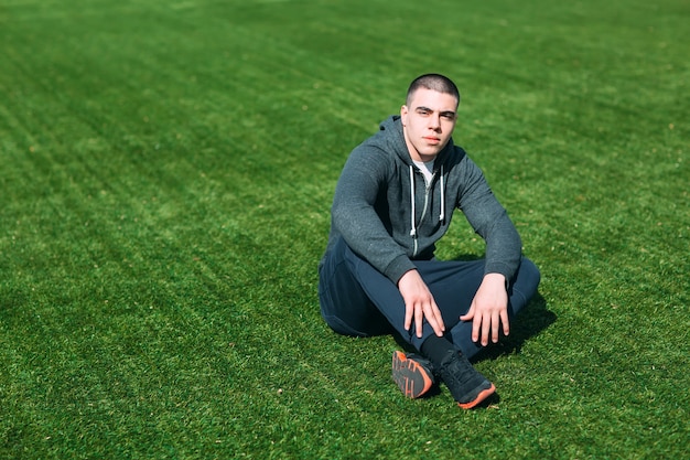 Sporty man training in park