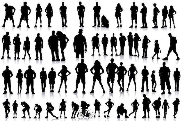 Photo sporty people man and woman silhouettes