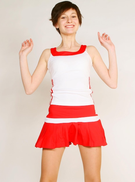 Sporty woman isolated on white background