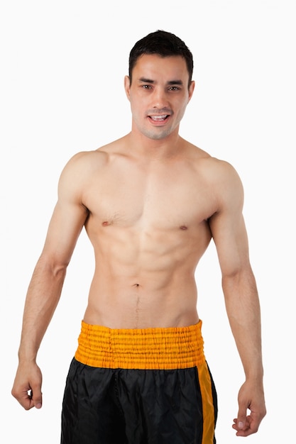 Sporty young man in boxer shorts