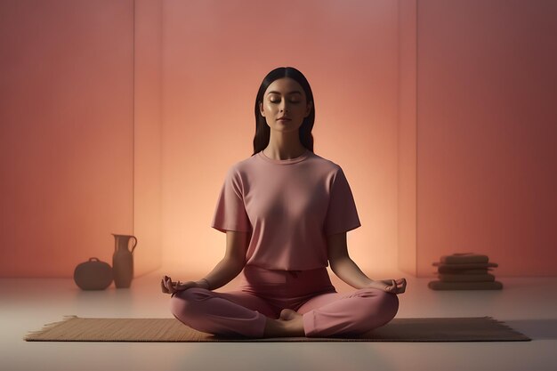 Sporty young woman doing yoga practice isolated