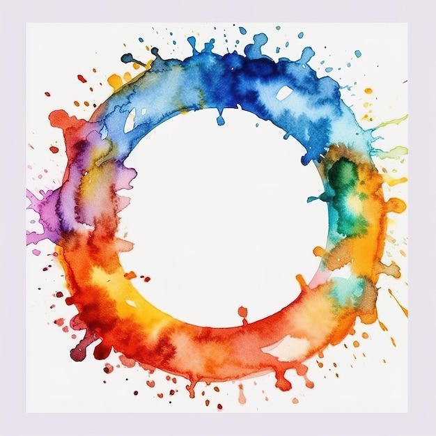 Foto cornice rotonda spot corona dell'acquerello arcobaleno generativo ai