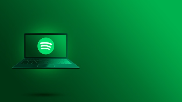 Spotify-logo op laptop scherm 3d