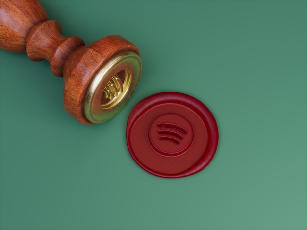 Spotify Social Media Signature Royal Approved Official Wax Seal 3D Иллюстрация