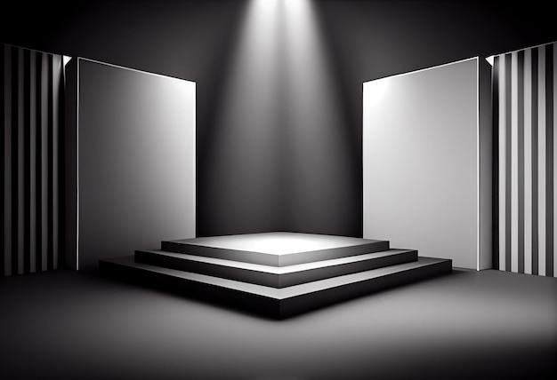 Foto sfondo e lampada in primo piano con modello di mockup 3d sul palco palcoscenico interessante per prodotto o modello ai generativo