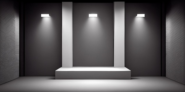 Spotlight background and lamp with stage 3d mockup template Intersting stage for product or model Generative Ai