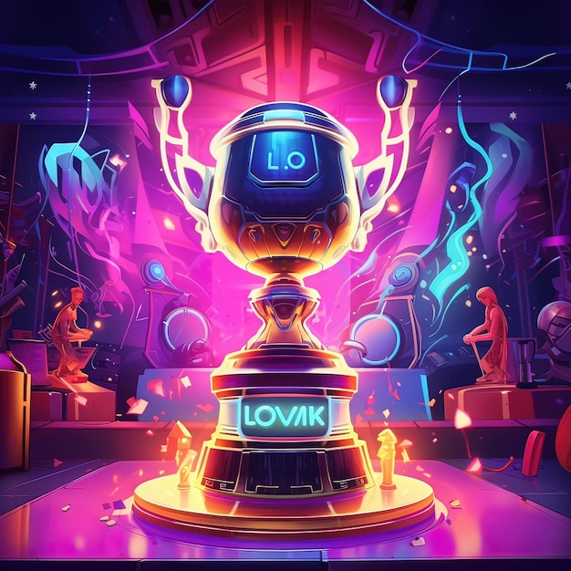 Spotlight on colorful trophy with captivating look Generative ai