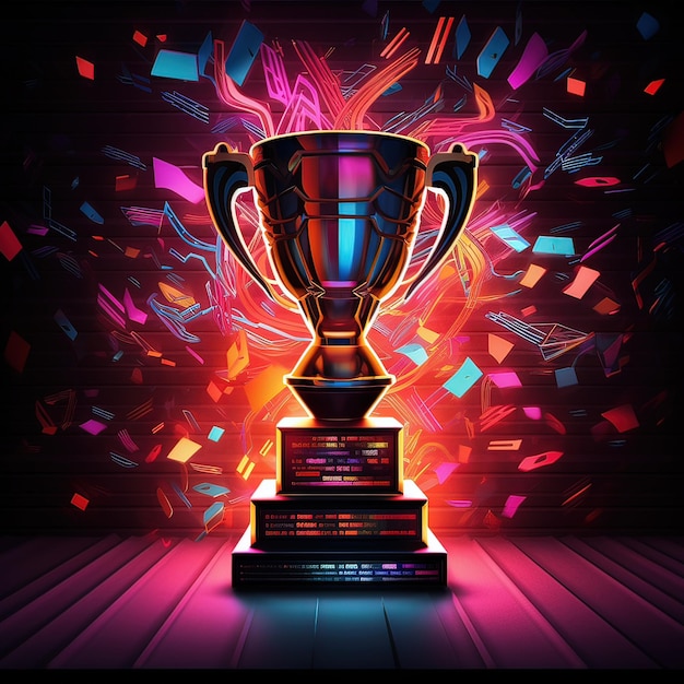 Spotlight on colorful trophy with captivating look Generative ai