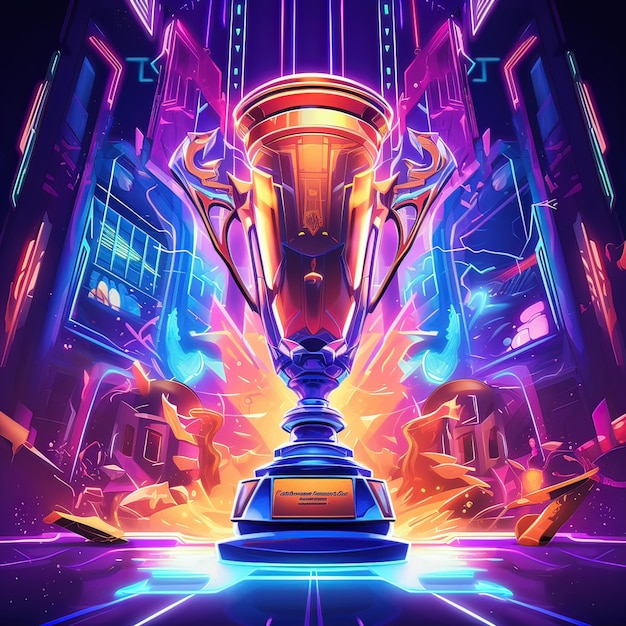 Spotlight on colorful trophy with captivating look Generative ai