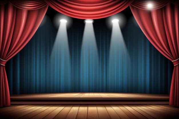 Spotlight on stage curtain vector illustration