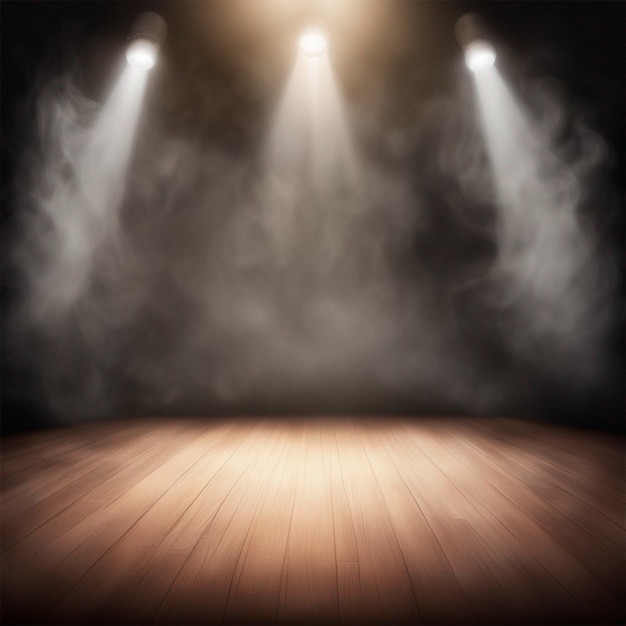 Spotlight with smoke on stage and illuminated empty club or theater background ai generated