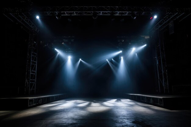 Spotlights illuminating an empty stage