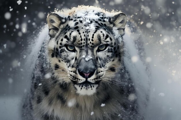 Photo spotted snow leopard generate ai