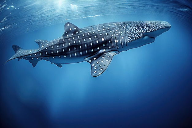 Photo spotted whale shark swimming underwater