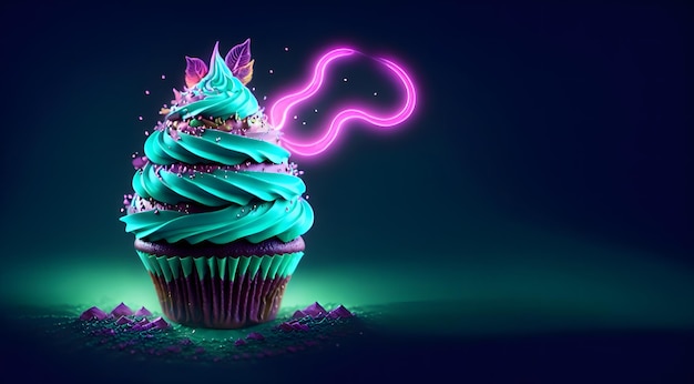 Sprankelende Gloeiende Cupcake Illustratie