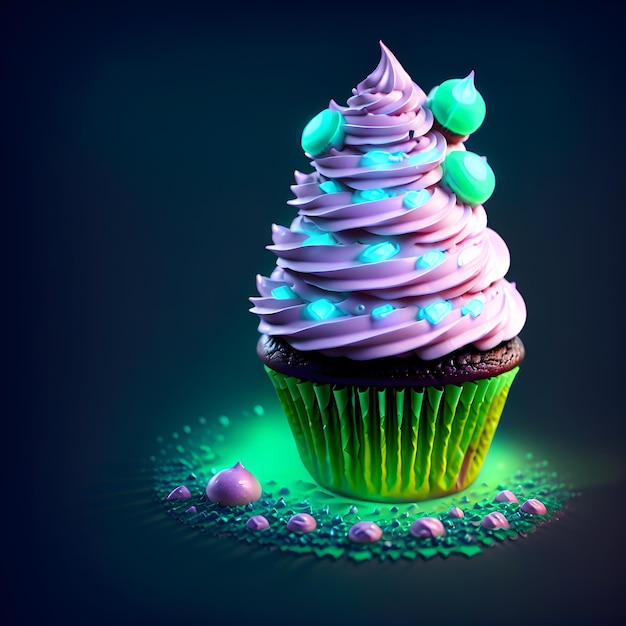 Sprankelende Gloeiende Cupcake Illustratie