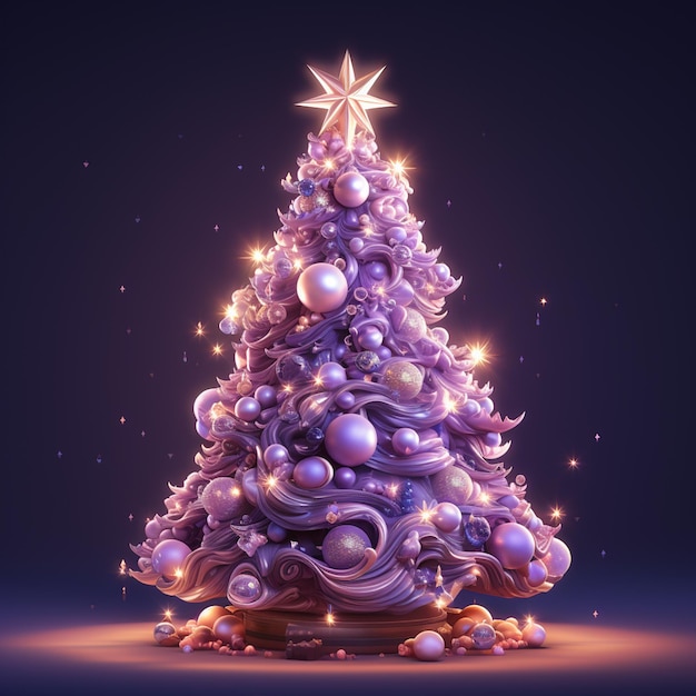 Sprankelende heldere kerstboom Prettige kerstdagen en gelukkig nieuwjaar Realistisch 3D-ontwerp van objecten