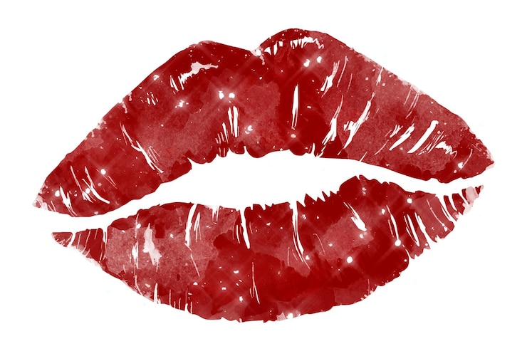 Foto sprankelende lipprent sticker met witte rand